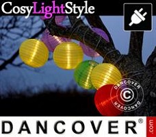 Lampes LED CosyLightStyle 15 boules en plastique, 17m, Multicolore